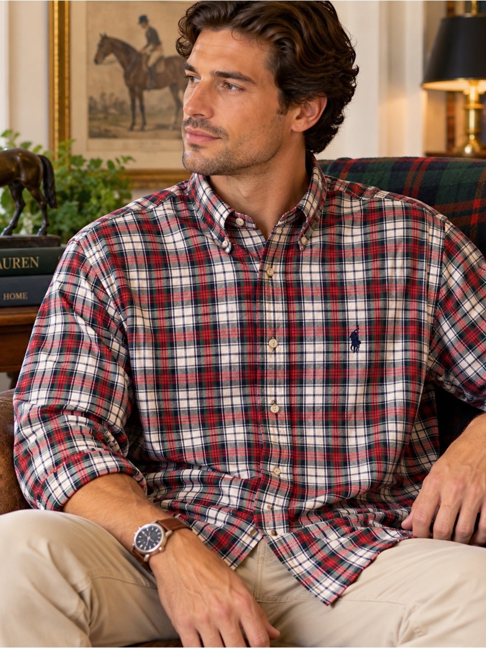 Ralph Lauren 2XB Big Classic Fit Tartan Plaid Button Down Shirt Oxford Preppy